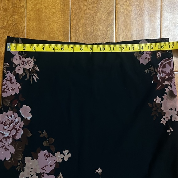 Vintage Zero Zero Y2K Floral Black Midi Skirt Size L 90’’s Whimsigoth Grunge - Picture 6 of 10